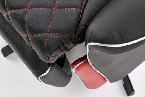 Fotel rozkładany do salonu Marco Intesi z ekoskóry czarno-czerwony nowoczesny relaksacyjny