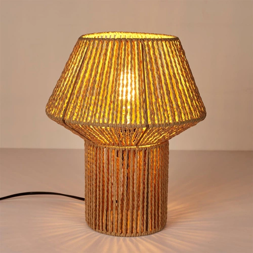 Lampka nocna do sypialni Shade boho Intesi pleciona sznurkowa naturalna skandynawska 33 cm