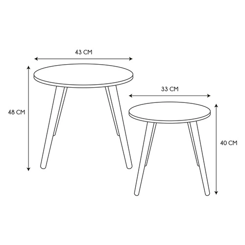 Zestaw 2 okrągłych stolików kawowych Trundle Intesi skandynawskich do salonu niebieski pomarańczowy