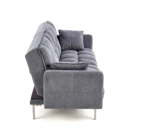 Sofa rozkładana Kalin szara skandynawska z funkcją spania do salonu, pikowana tkanina Intesi