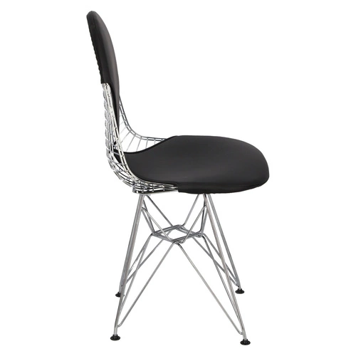 Krzesło nowoczesne metalowe Net Double czarne do jadalni z poduszką D2.DESIGN