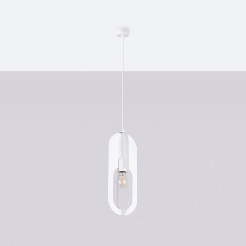 Nowoczesna biała lampa wisząca NICUS 1 do salonu, jadalni lub kuchni metalowa 140 cm