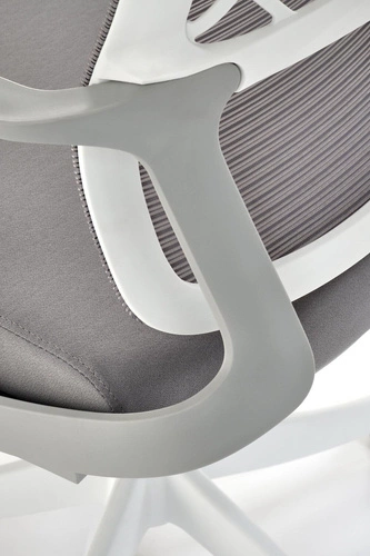 Fotel biurowy ergonomiczny Belm Intesi popielaty na kółkach z regulowanym zagłówkiem do biura