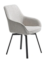 Krzesło do jadalni Alma tapicerowane boucle z podłokietnikami białe