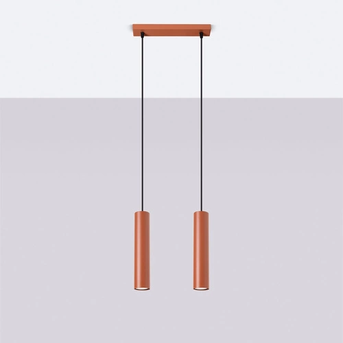 Lampa wisząca loftowa LAGOS 2 ochra czerwona regulowana do salonu i nad wyspę kuchenną