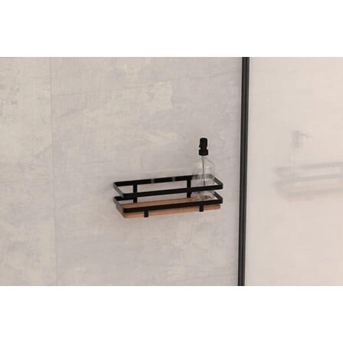 Półka łazienkowa Blackacia czarna z drewna akacjowego ścienna bez wiercenia 5five simply smart