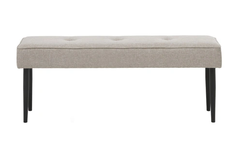 Ławka tapicerowana Alize pikowana do przedpokoju 140 cm nowoczesna piaskowa czarne nogi