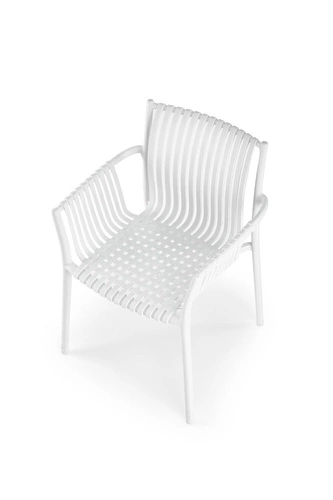 Krzesło Nathan białe Intesi nowoczesne do jadalni i ogrodu z podłokietnikami, łatwe czyszczenie