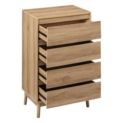 Komoda Abana 4 szuflady na nóżkach nowoczesna drewniana do salonu i sypialni 60 cm