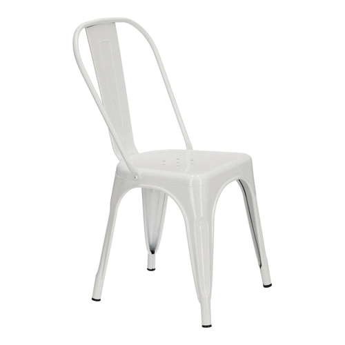 Krzesło metalowe Paris białe inspirowane Tolix do jadalni i kuchni nowoczesne D2.DESIGN