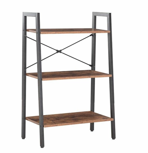 Regał na książki Rayburn industrialny brązowy z 3 półkami do salonu i biura Intesi
