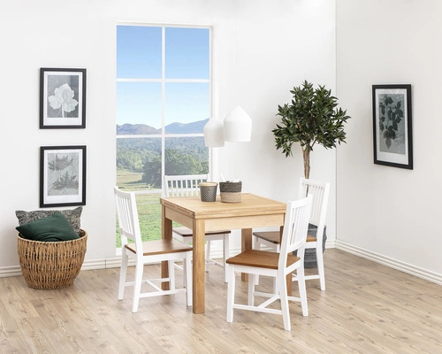 Krzesło drewniane Brisbane Actona białe patyczak skandynawski do jadalni i salonu