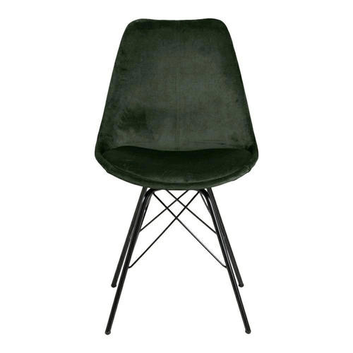Krzesło tapicerowane welurowe zielone Eris VIC Actona do jadalni i salonu na czarnych nogach