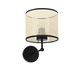 Kinkiet TOPI lampa czarny 1x40W E27 abażur kremowy