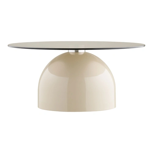 Stolik kawowy Ravello okrągły szklany nowoczesny szaro‑beżowy 70 cm