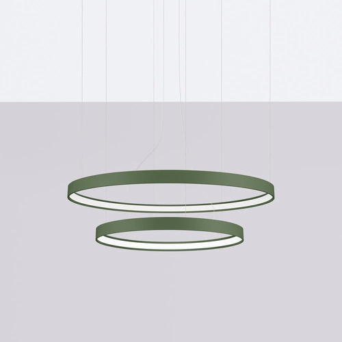 Nowoczesny żyrandol LED RIO 2 zielona oliwka regulowany do salonu i jadalni 78 cm