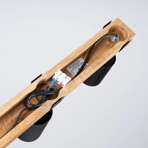 Plafon sufitowy FAGER 3 czarny skandynawski z drewnem do salonu i sypialni SOLLUX