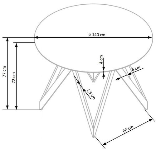 Stół okrągły do jadalni Misto 140 cm szary marmur nowoczesny na czarnych nogach Intesi
