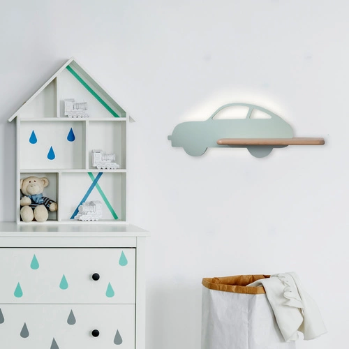 Kinkiet LED Car miętowy drewniany do pokoju dziecięcego klasyczny dekoracyjny 43 cm CANDELLUX