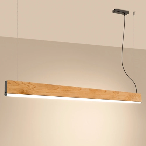 Lampa wisząca LED LYKKE dębowa 150 cm nowoczesna nad stół lub wyspę do salonu