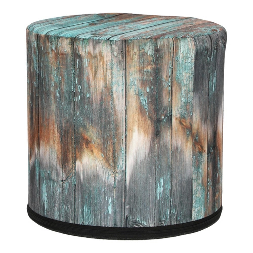 Pufa okrągła Old wood Intesi nowoczesna tapicerowana do salonu lub sypialni multikolor 40 cm