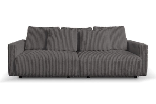 Sofa rozkładana Loppie sztruksowa z funkcją spania do salonu szara ciemna nowoczesna