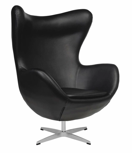 Fotel uszak Jajo skórzany czarny obrotowy z funkcją kołyski do salonu i biura nowoczesny