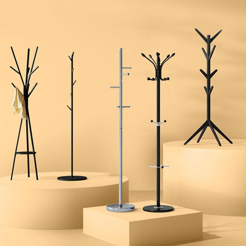 Wieszak stojący do przedpokoju loftowy czarny 6 haków drewno metal 5five simply smart