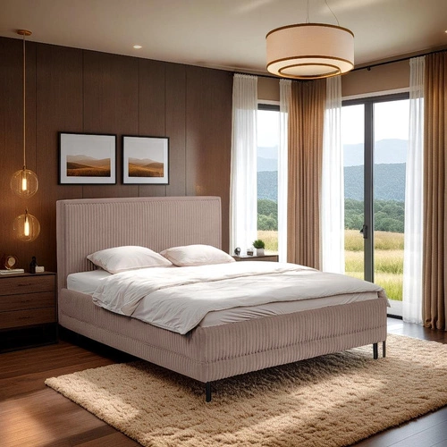 Łóżko tapicerowane Foggy 180x200 beżowe z pojemnikiem do sypialni nowoczesne