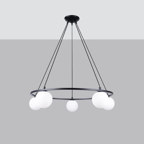 Żyrandol nowoczesny YOLI 5 czarny lampa sufitowa kula do salonu i jadalni 80 cm