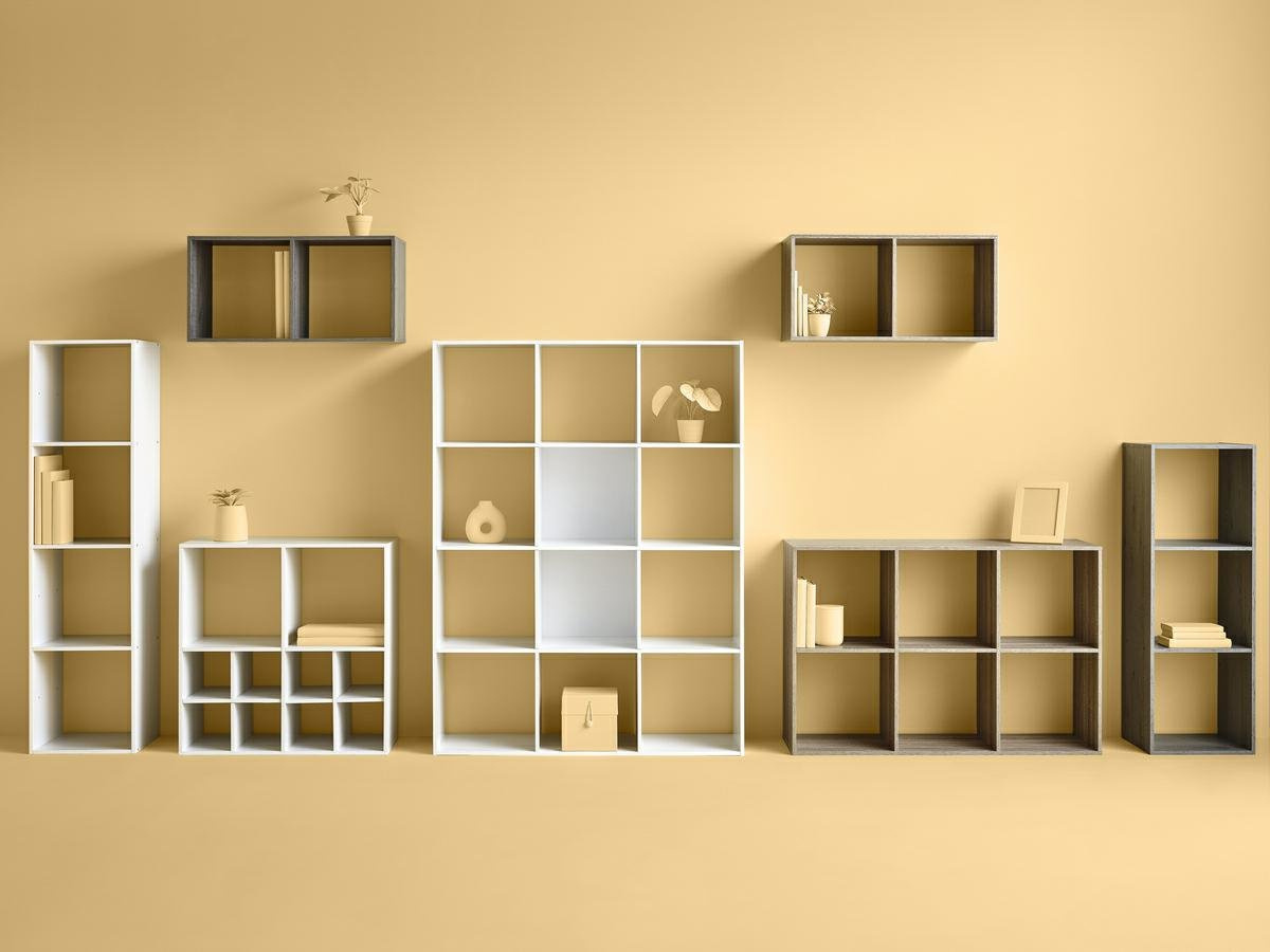 Regał na książki do salonu Kali biały nowoczesny 3 półki modułowy MDF 100,5 cm