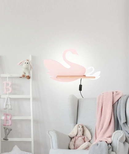 Kinkiet Swan lampa ścienny 5W LED 4000K  iq kids z przewodem różowy+biały