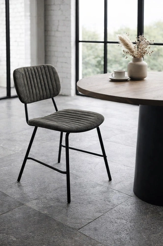 Krzesło do jadalni Taylor Intesi nowoczesne szare tapicerowane na metalowych nogach