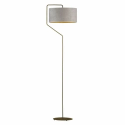 Lampa podłogowa do salonu TESALLIA GOLD szara welurowa glamour z abażurem Lysne 156 cm