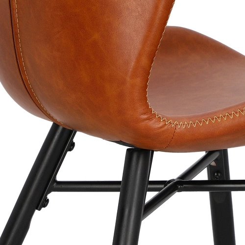 Krzesło tapicerowane Batilda ekoskóra brązowa na czarnych nogach do jadalni nowoczesne Actona