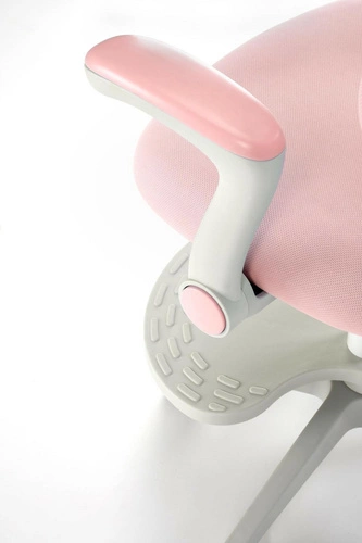 Fotel biurowy ergonomiczny Menara różowy obrotowy z podłokietnikami i podnóżkiem do nauki