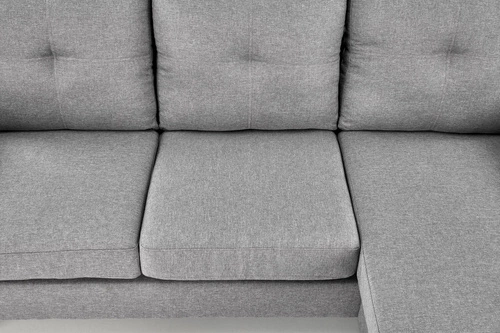 Sofa nierozkładana Kahs popielaty z podnóżkiem nowoczesna tkaninowa do salonu Intesi