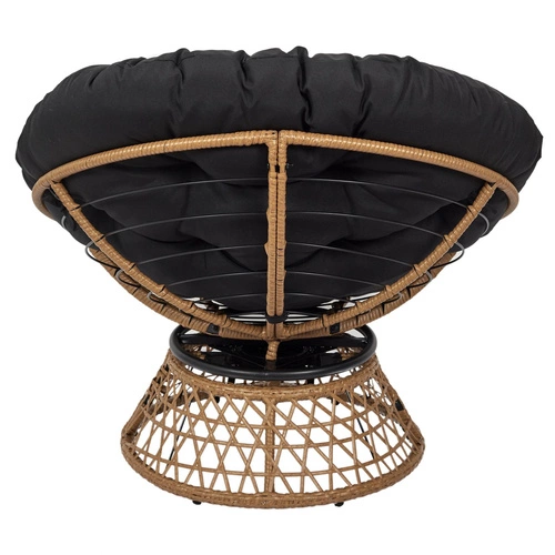 Fotel wypoczynkowy Cancun obrotowy do salonu i na taras boho rattanowy z poduszką czarny