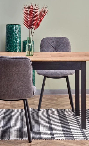 Stół rozkładany do jadalni Regie dąb wotan czarny nowoczesny loftowy 124–168 cm Intesi