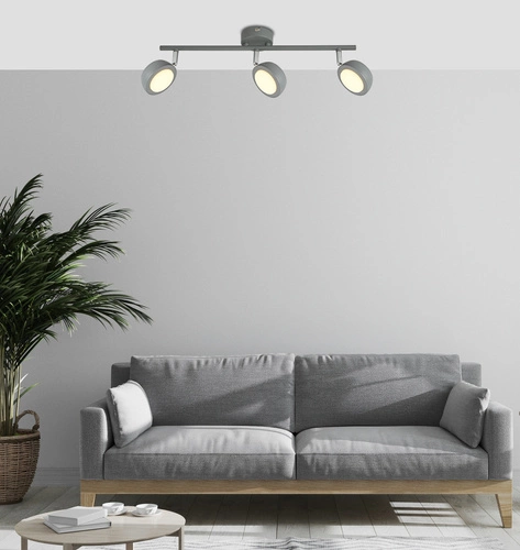 Lampa sufitowa LED Mild szara regulowana 3-punktowa do salonu i sypialni 54 cm