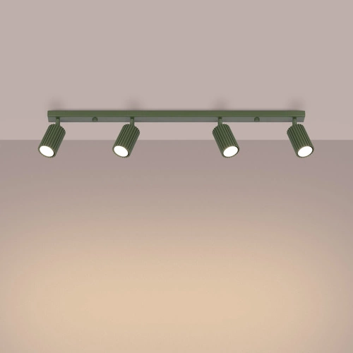 Plafon sufitowy KARBON 4L oliwkowy zielony minimalistyczny do salonu i sypialni