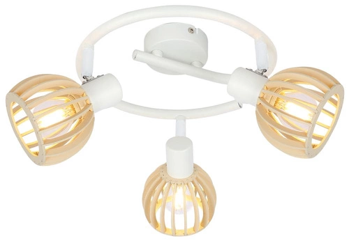 Lampa sufitowa Atarri spirala 3x25W E14  biały+drewno