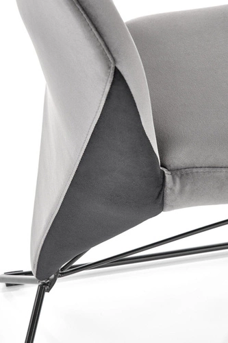 Krzesło tapicerowane welur Marlene szare na płozach do jadalni i salonu nowoczesne