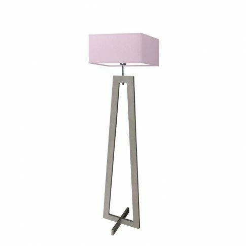 Lampa podłogowa JAWA nowoczesna drewniana z abażurem fioletowym do salonu Lysne 138 cm