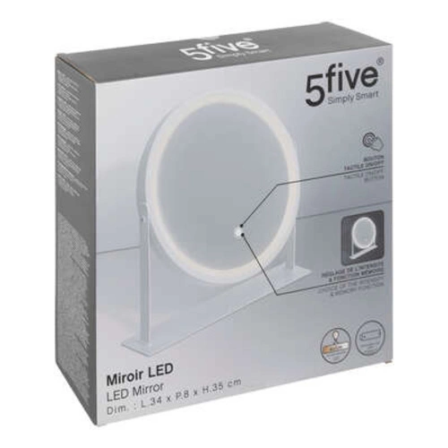Lustro LED okrągłe stojące do makijażu białe 5five simply smart do toaletki
