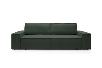 Sofa rozkładana Molde sztruks zielony 3 osobowa z pojemnikiem do salonu