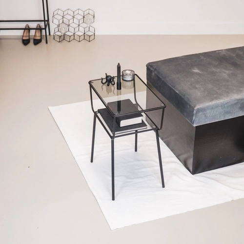 Stolik kawowy HV decor czarny prostokątny szklany nowoczesny pomocniczy do salonu 60,5 cm