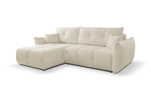 Narożnik z funkcją spania lewy beżowy Bode do salonu z pojemnikiem nowoczesny Intesi