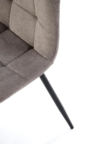Krzesło tapicerowane Fime szare do jadalni i salonu nowoczesne z czarnymi metalowymi nogami