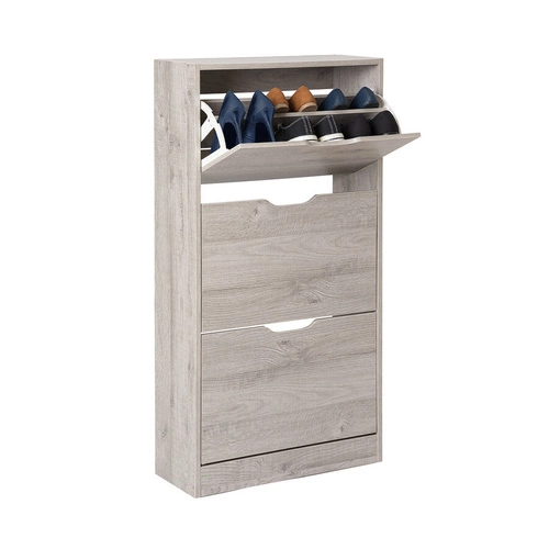 Szafka na buty 5five simply smart Tiro wysoka szara dąb z 3 szufladami do przedpokoju skandynawska